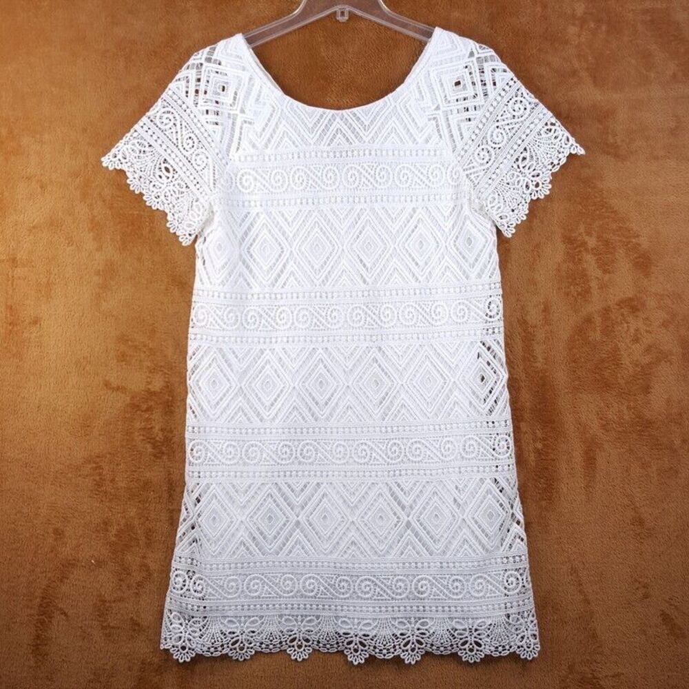 MADEWELL Womens Dress Size 4 White Pullover Shift Lace Crochet Overlay LYRIC
